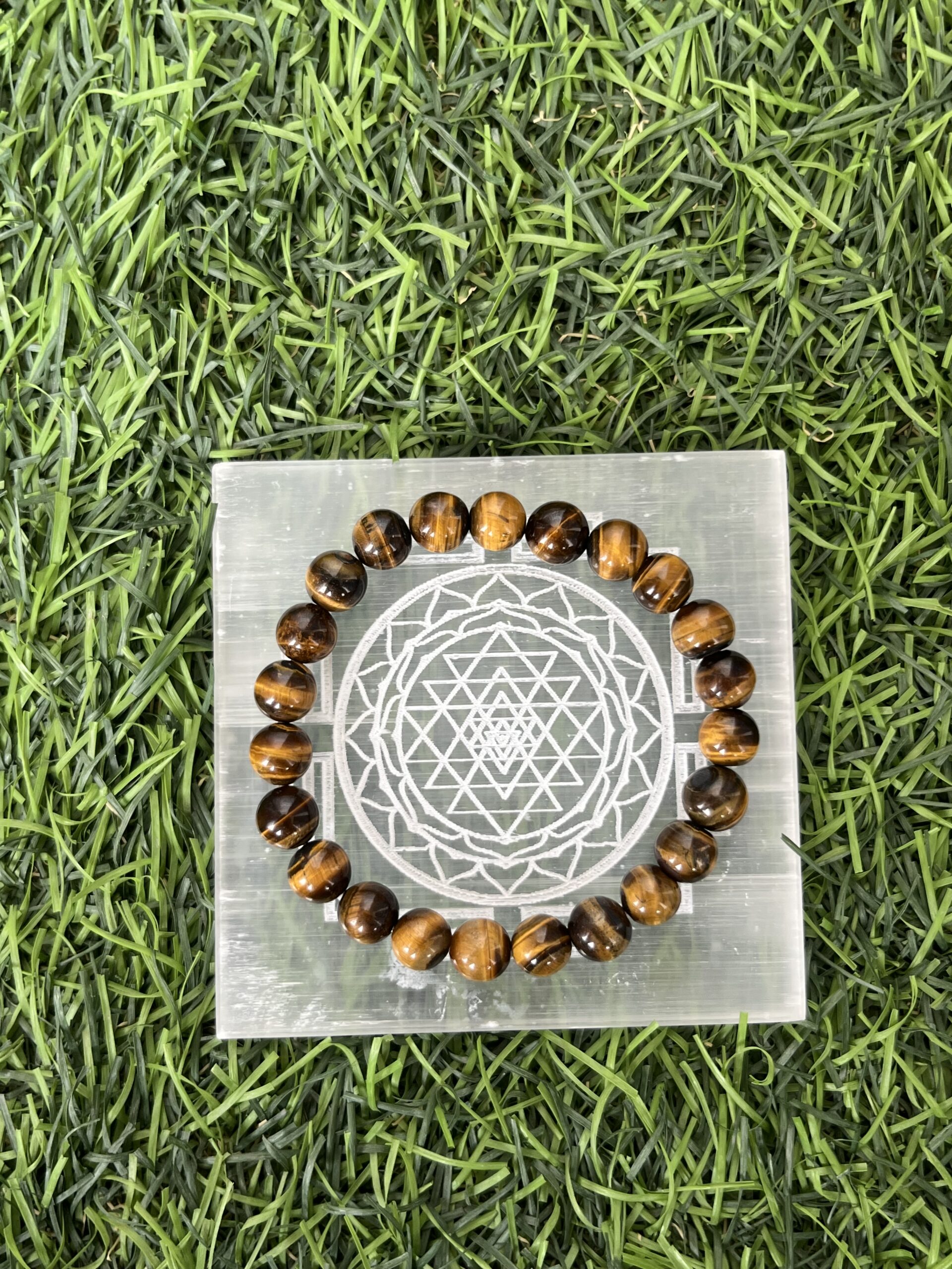Mandirwood Tiger Eye Beaded Bracelet, Natural Protection Confidence Stone, Positive Energy Crystal Stretch Jewelry