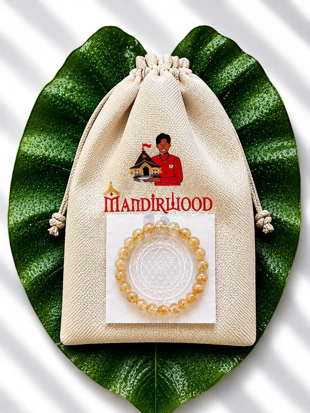 Mandirwood 8mm Natural Citrine Beaded Bracelet - Wealth, Success and Positive Energy Jewelry