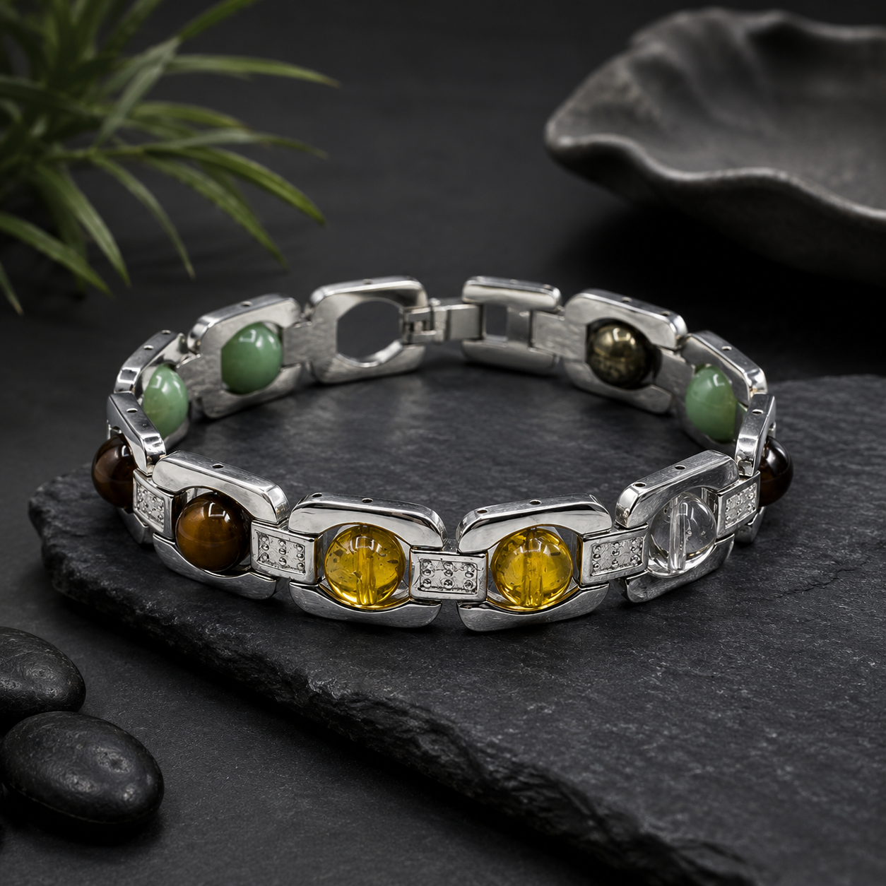 2ND.png MandirWood Silver Dhan Yog Bracelet Wealth Prosperity Luck Spiritual Beaded Bracelet - Image 1