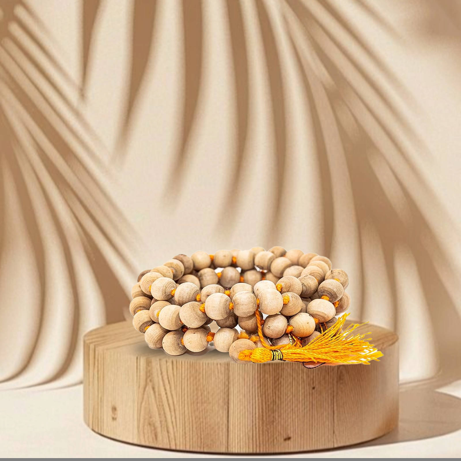 7-1-1.png Mandirwood Tulsi Mala Necklace, 108 Beads, Chanting Meditation, Men Women (Jute Bag) - Image 1