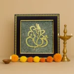 Mandirwood Ganesh Ji On Raw Pyrite Frame
