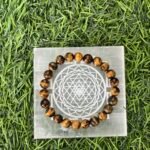Mandirwood Triple Protection Bracelet: Tiger Eye, Hematite, Black Obsidian for Grounding Strength