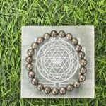 Natural Pyrite Crystal Beaded Bracelet, Stretch Fit, Confidence & Protection Energy