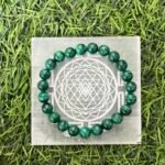 Mandirwood Natural Malachite Beaded Stretch Bracelet: Spiritual Energy, Minimalist Style