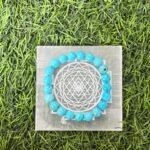 Mandirwood Turquoise Gemstone Stretch Bracelet, Calming Protection Positive Energy