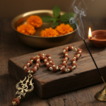 Mandirwood Natural Rudraksha Trishul Pendant Necklace, Authentic Shiv Jewelry for Meditation, Calm Mind Aura