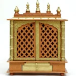 Mandirwood Gold Orange Wooden MDF Mandir with Drawers – Handcrafted Hindu Temple for Home Pooja, Decorative Spiritual Decor, 24x12x30 Inch