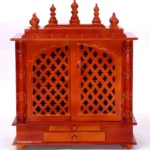 Mandirwood Brown Wooden MDF Mandir with Drawers – Handcrafted Hindu Temple for Home Pooja, Decorative Spiritual Decor, 24x12x30 Inch