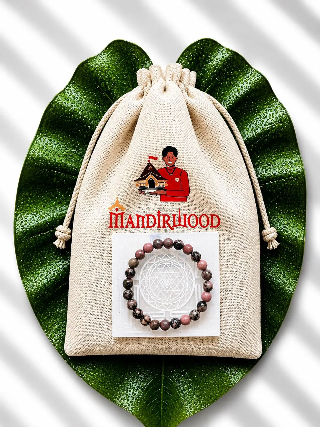 il_fullxfull.8073598560_q1f2.webp Mandirwood 8mm Natural Rhodonite Beaded Bracelet - Healing, Balance and Positive Energy Jewelry - Image 1