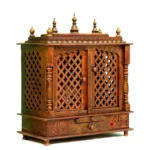 Mandirwood Brown Wooden MDF Mandir with Drawers – Handcrafted Hindu Temple for Home Pooja, Decorative Spiritual Decor, 24x12x30 Inch