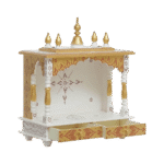 Mandirwood White Home Temple with Golden shade - Image 4