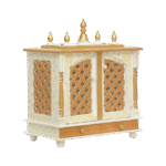 Mandirwood White Home Temple with Orange Golden Shade - Image 5