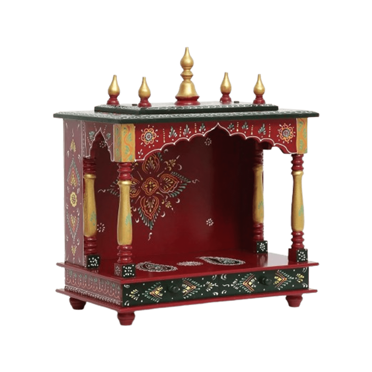 img5-min-2.png Mandirwood Dark Maroon Home Temple with Golden Shade - Image 1