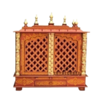 Mandirwood Light Brown Home Temple with Golden Shade