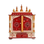 Mandirwood Designer Home Temple with Red,White & Golden Shade