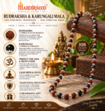 Mandirwood Authentic Rudraksha With Karungali Mala Ebony Wood Beaded Spiritual Necklace With Silver Capping For Regular Use - Image 2