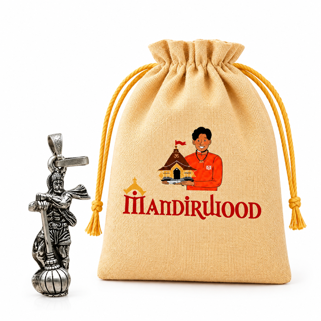 ChatGPT Image Sep 27, 2026, 05_39_56 PM Mandirwood Hanuman Pendant with Premium Drawstring Pooja Pouch | Silver-Tone Bajrangbali Pendant | Spiritual Gift for Pooja, Devotion & Protection - Image 1