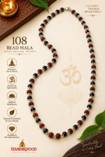 Mandirwood Authentic Rudraksha With Karungali Mala Ebony Wood Beaded Spiritual Necklace With Silver Capping For Regular Use - Image 3