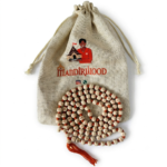 Mandirwood Ram Naam Tulsi Mala, Authentic 108 Beads Engraved Tulsi Wood Necklace for Meditation, Yoga, Prayer, Japa & Chanting, Natural Brown