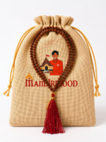 Mandirwood 5 Mukhi Rudraksha Mala, 108 Beads Necklace, Authentic Natural Rudraksha Prayer Mala for Meditation, Yoga, Prayer & Chanting (3–4 mm, Saffron)