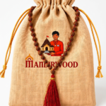 Mandirwood 5 Mukhi Rudraksha Mala, 108 Beads Necklace, Authentic Natural Rudraksha Prayer Mala for Meditation, Yoga, Prayer & Chanting (3–4 mm, (Natural)