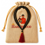 Mandirwood 5 Mukhi Rudraksha Mala, 108 Beads Necklace, Authentic Black Rudraksha Prayer Mala for Meditation, Yoga, Prayer & Chanting (3–4 mm, (Black)