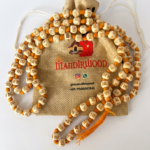 Mandirwood Radhe Radhe Tulsi Mala 108 Beads, Authentic Tulsi Wood Necklace for Japa, Meditation, Yoga, Prayer & Chanting, Natural Brown, 10–12 mm