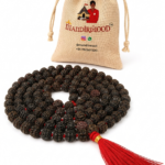 Mandirwood Black Rudraksha Mala, 5 Mukhi 108 Beads Necklace, Natural Rudraksha Prayer Mala for Meditation, Yoga, Prayer & Chanting (5–6 mm, Black)