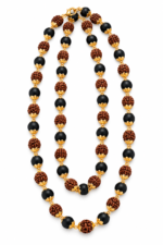 Mandirwood Authentic Rudraksha With Karungali Mala Ebony Wood Beaded Spritual Necklace With Golden Capping For Regular Use - Image 3