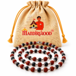 Mandirwood Authentic Rudraksha With Karungali Mala Ebony Wood Beaded Spiritual Necklace With Silver Capping For Regular Use