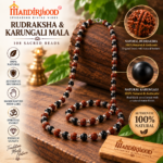 Mandirwood Authentic Rudraksha With Karungali Mala Ebony Wood Beaded Spiritual Necklace With Silver Capping For Regular Use - Image 6