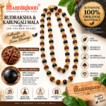 Mandirwood Authentic Rudraksha With Karungali Mala Ebony Wood Beaded Spritual Necklace With Golden Capping For Regular Use - Image 4