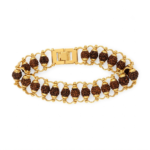 Mandirwood Rudraksha Beaded Bracelet with Golden Finish, Traditional Spiritual Bracelet with Mandirwood Jute Potli Bag for Meditation, Prayer, Daily Wear & Gifting - Image 3