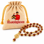 Mandirwood Rudraksha Mala with Om Trishul Pendant, Spiritual Necklace with Storage Potli Bag, Beaded Prayer Mala for Meditation, Yoga, Chanting & Daily Wear - Image 5