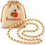 Mandirwood Authentic Tulsi Mala With Golden Capping Tulsi Beaded Japa Mala For Meditation Mantra Chanting And Daily Wear