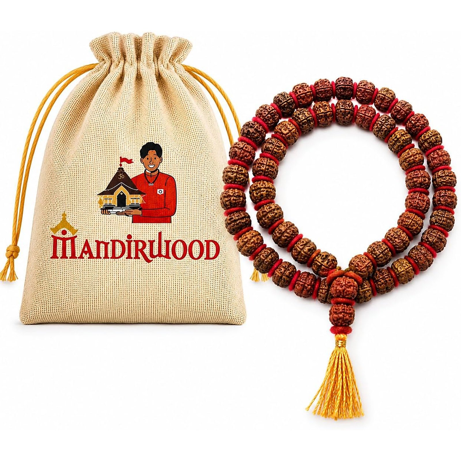 1a_2000x2000 Mandirwood Nepali Kanthi Rudraksha Mala, 18-22mm, Natural Brown, 54+1 Beads, Authentic 5 Mukhi Panchmukhi Rudraksha Necklace for Meditation, Yoga, Japa, Prayer & Daily Wea - Image 1