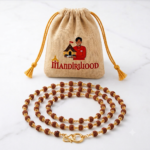 Mandirwood Premium Natural Rudraksha Golden Capped Mala | Gold-Plated Capped Beads Rosary Chain for Prayer, Chanting & Daily Wear