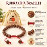 Mandirwood Saffron Rudraksha Bracelet with Jute Potli Bag | Authentic Adjustable Panchmukhi Rudraksha Bracelet for Meditation, Yoga, Prayer & Daily Wear - Image 2