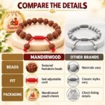 Mandirwood Saffron Rudraksha Bracelet with Jute Potli Bag | Authentic Adjustable Panchmukhi Rudraksha Bracelet for Meditation, Yoga, Prayer & Daily Wear - Image 4