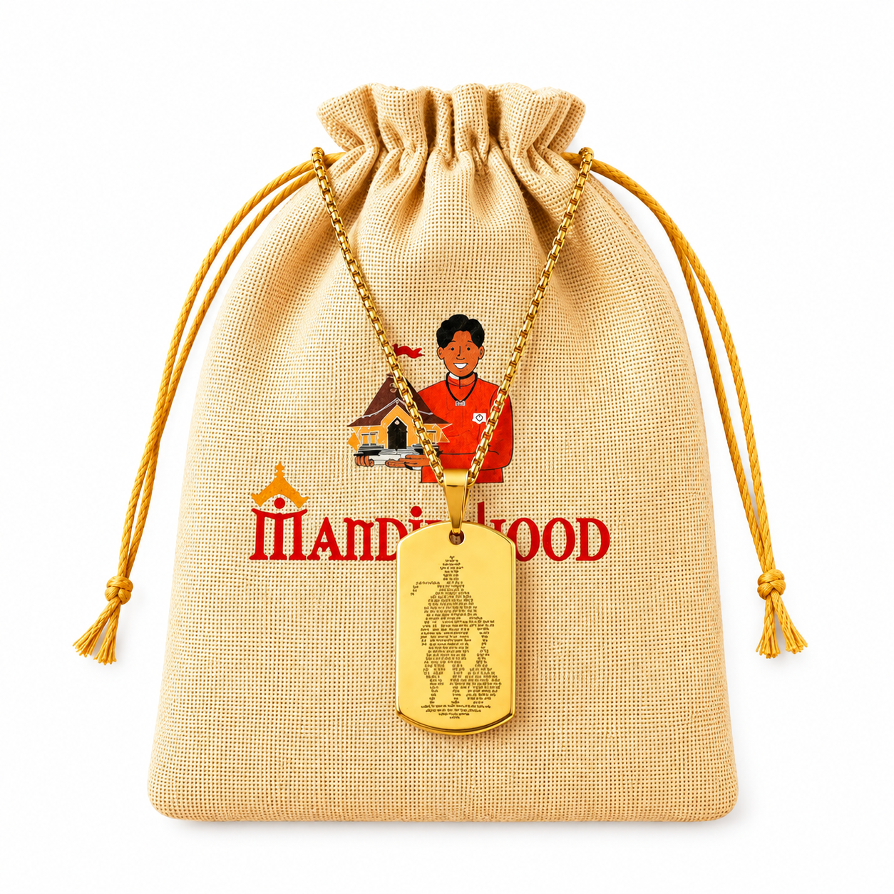 ChatGPT Image Oct 6, 2026, 12_39_38 AM Mandirwood Golden Hanuman Chalisa Necklace | Golden Hanuman Pendant | Hindu Spiritual Jewelry | Protection Amulet - Image 1