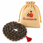 Mandirwood Sacred Kamal Gatta Mala (Lotus Seed Rosary) Japa Mala with Red Tassel for Meditation, Laxmi Pooja, and Mantra Japa with Jute Bag