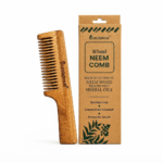 Mandirwood 100% Pure Neem Wood Comb, Wide & Fine Tooth Natural Wooden Hair Comb for Men & Women, All Hair Types- handle Comb