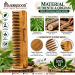 Mandirwood 100% Pure Neem Wood Comb, Dual Sided Wide & Fine Tooth Natural Wooden Hair Comb for Men & Women, All Hair Types - Image 3