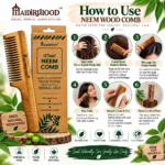 Mandirwood 100% Pure Neem Wood Comb, Wide & Fine Tooth Natural Wooden Hair Comb for Men & Women, All Hair Types- handle Comb - Image 3