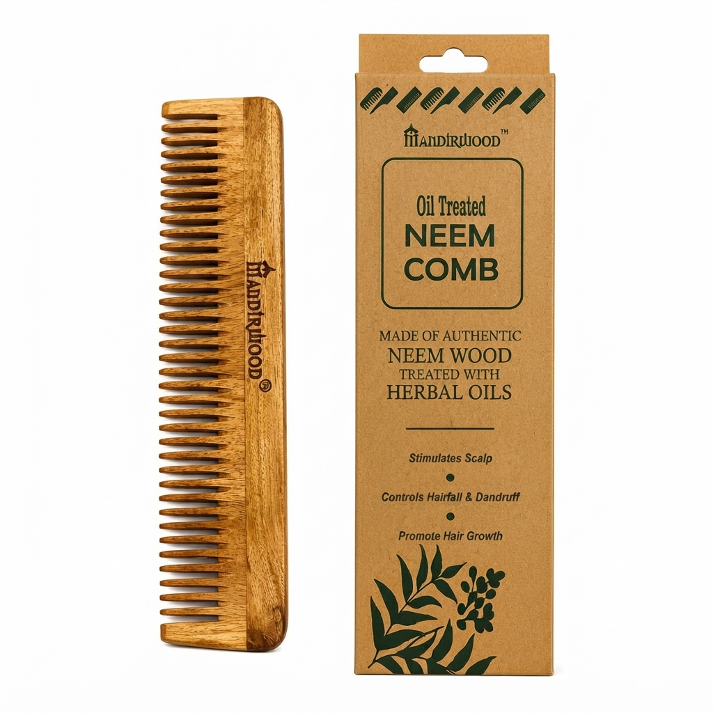Gemini_Generated_Image_a9h2ywa9h2ywa9h2 Mandirwood 100% Pure Neem Wood Comb, Dual Sided Wide & Fine Tooth Natural Wooden Hair Comb for Men & Women, All Hair Types - Image 1