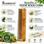 Mandirwood 100% Pure Neem Wood Comb, Dual Sided Wide & Fine Tooth Natural Wooden Hair Comb for Men & Women, All Hair Types - Image 4