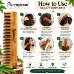 Mandirwood 100% Pure Neem Wood Comb, Dual Sided Wide & Fine Tooth Natural Wooden Hair Comb for Men & Women, All Hair Types - Image 2