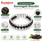 Mandirwood Silver Beaded Bracelet with Black Beads and Decorative Silver Finish, Stylish Spiritual Bracelet with Mandirwood Jute Potli Pouch for Gifting & Daily Wear - Image 3