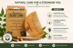 Mandirwood Neem Wood Beard Comb for Men | 100% Natural Anti-Static Beard & Mustache Grooming Comb with Herbal Oil Treatment - Image 2